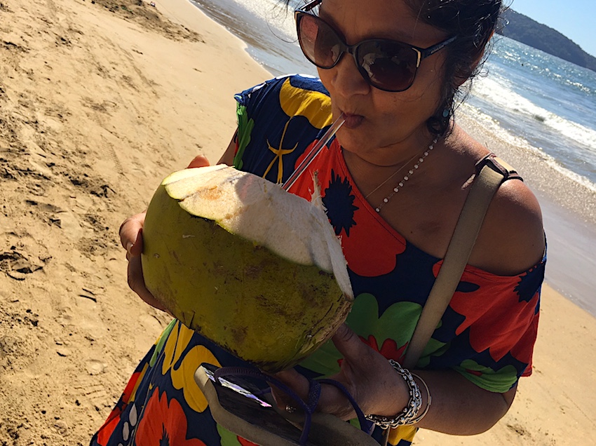 fresh coconut milk on the breach in Mexico