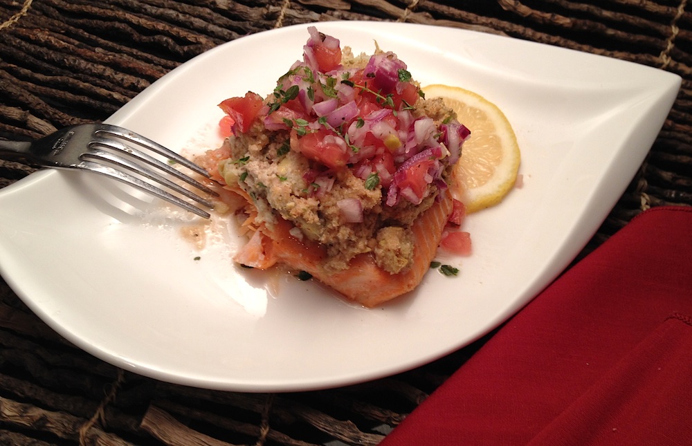 Todd English Artichoke Crusted Salmon with Mint Vinaigrette