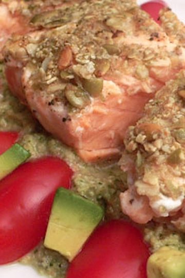 Pumpkin Seed Crusted Salmon for Valentine's Day