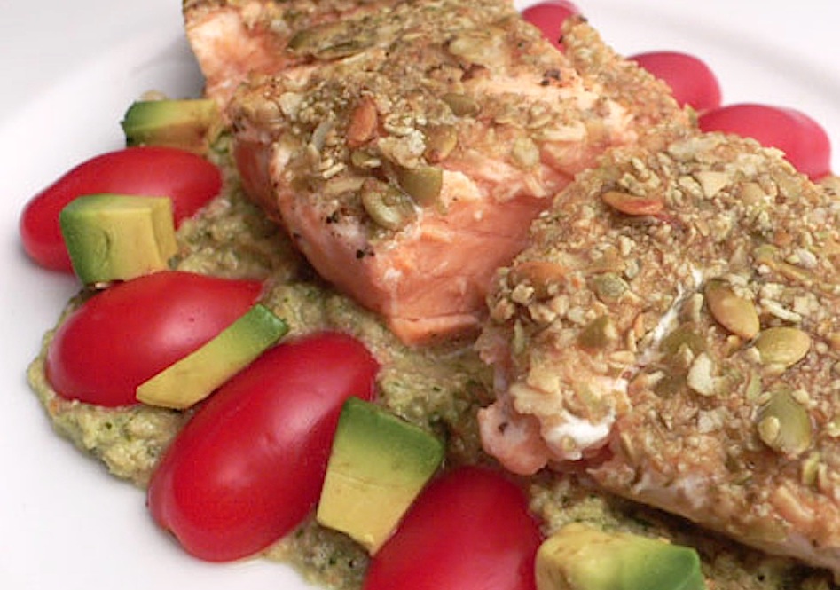 Pumpkin Seed Crusted Salmon for Valentine's Day
