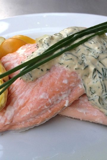 Simple Oven Poached Salmon with Dill Sauce