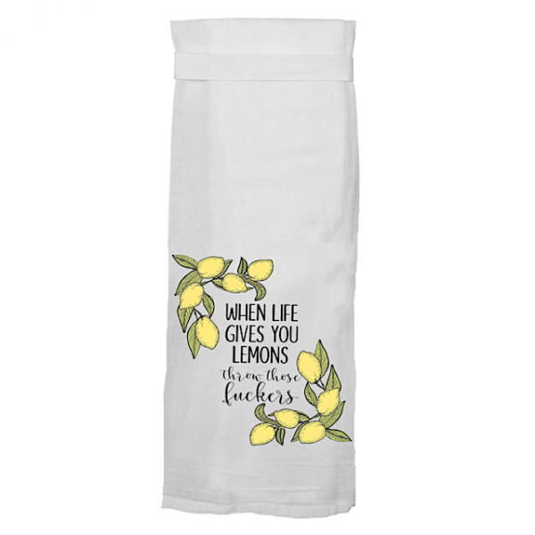 when life gives you lemons dish towel